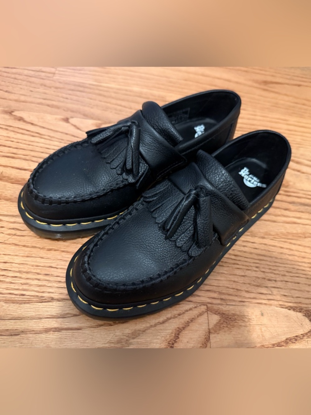 Dr. Martens Black Leather Tassel Kiltie Loafers